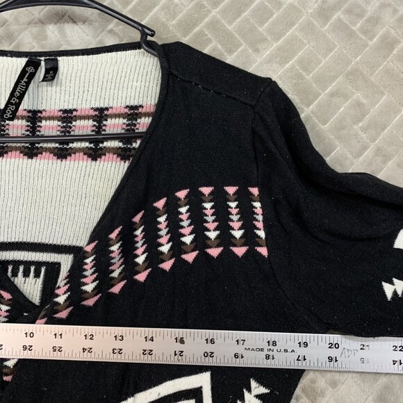 Allie & Rob Womens M Cardigan Sweater Black Aztec Print Geometric Open Front - Picture 8 of 16